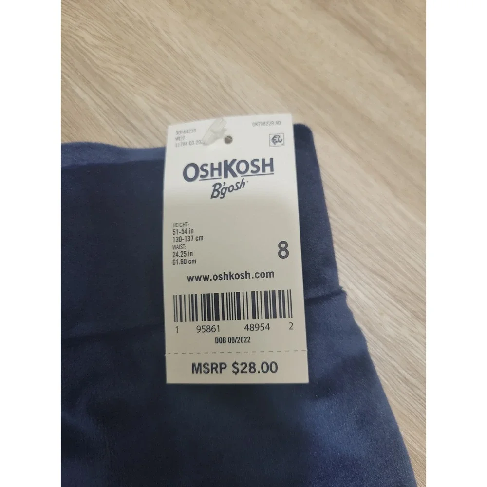 OshKosh B'gosh Girls Navy Blue Velour Leggings Size 8 NWT Soft Stretch Pants